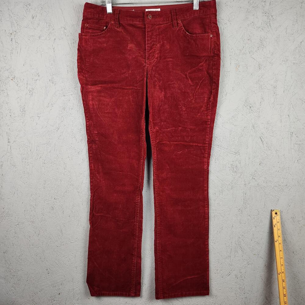 Vintage St Johns Bay Pants Womens 12 Red Corduroy Straight Leg Gorpcore Preppy